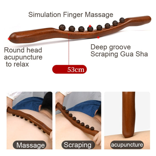 Eight-bead Beech Wood Carbonized Massage Stick Rolling Tendon Scraping Stick, Carbonized  53cm 8 Beads