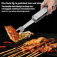 3-in-1 stainless steel BBQ tong tool with pointed fork tips and knife blade