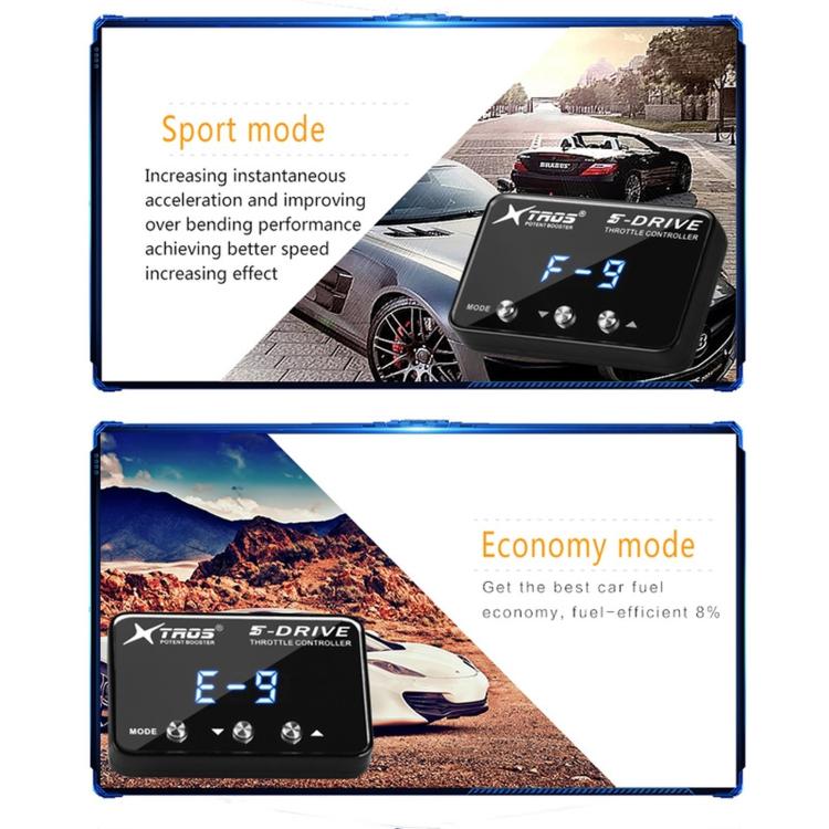 Electronic throttle controller shown in sport mode graphic with blue digital display