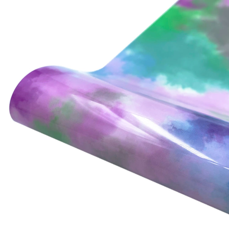 Watercolor tie-dye heat transfer vinyl roll, purple and teal cloud pattern
