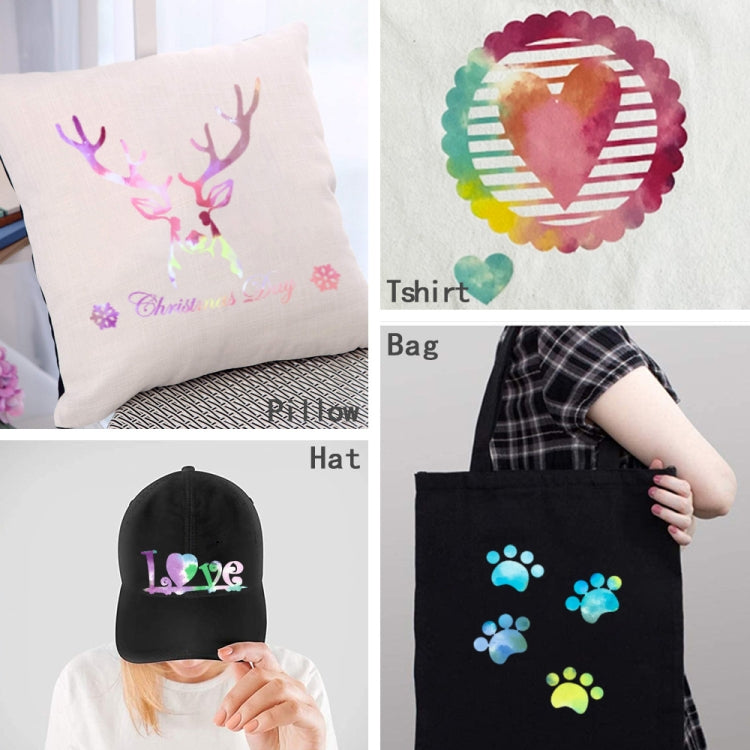 Heat transfer vinyl designs applied to a hat, tote bag, and decorative throw pillow