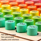 Close-up of colorful numbered wooden pegs for learning numbers