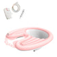 Pink reclining shampoo basin with built-in neck support and oval hair-wash basin