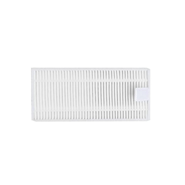 White HEPA vacuum filter insert with pleated fins and small latch tab