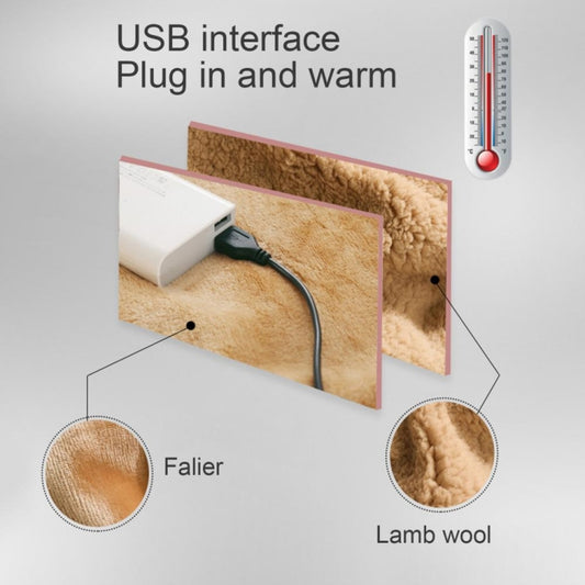 USB electric heating blanket, camel fleece panel with cord and warm indicator