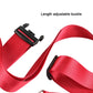 Red adjustable length luggage strap with plastic buckle