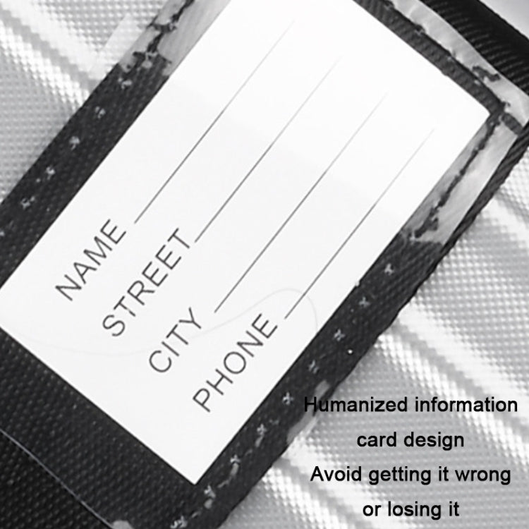 Black luggage strap with information card pocket