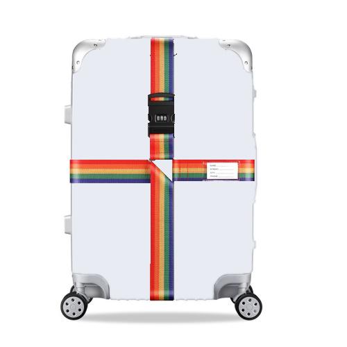 Rainbow luggage reinforcement straps with fixed protective rope and combination lock
