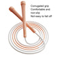 Kids skipping rope with non-slip ribbed grip handles and white coiled cord.