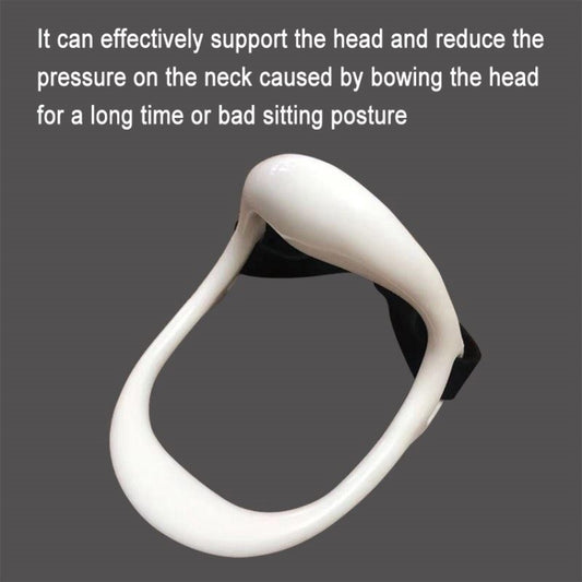 White cervical support neck brace with padded black strap loop
