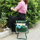 Green bench cart tool storage bag with front pocket dividers and side carrying handle