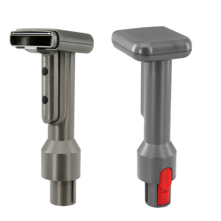 Gray pet suction brush head with red release window and bristle roller