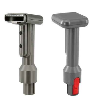 Gray pet suction brush head with red release window and bristle roller