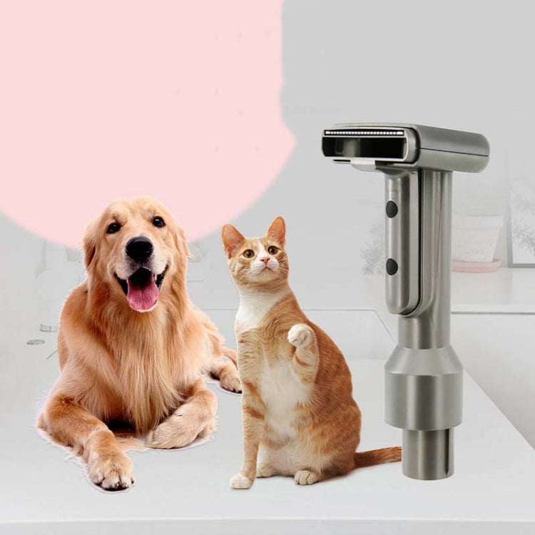 Pet suction brush head accessory in gray with roller brush slot