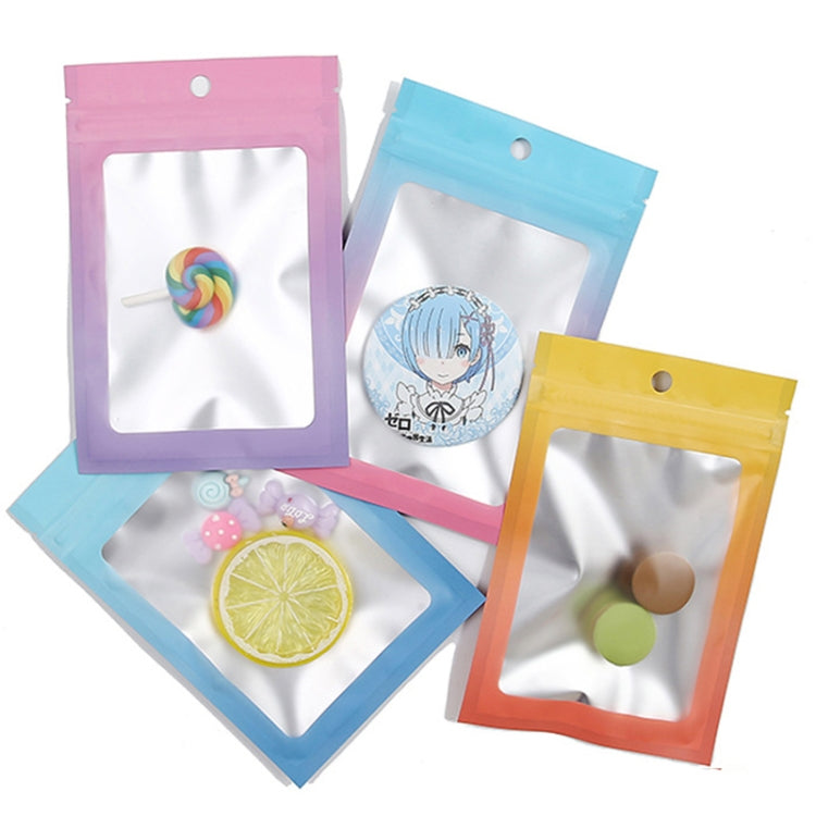 Set of gradient aluminum foil ziplock packaging bags with clear window and seal strip