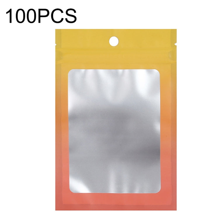 Aluminum foil ziplock pouch with hanging hole and window, yellow gradient