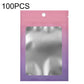 Aluminum foil ziplock pouch with hanging hole and window, pink-purple gradient
