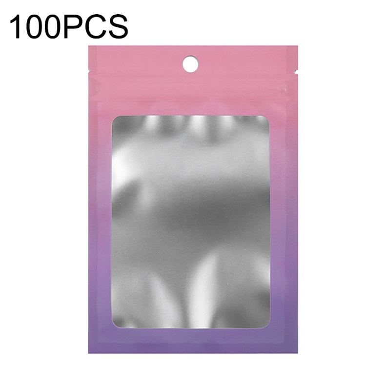 Aluminum foil ziplock pouch with hanging hole and window, pink-purple gradient