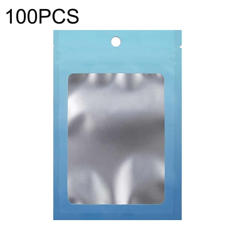 Aluminum foil ziplock pouch with hanging hole and window, blue gradient