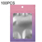 Gradient foil ziplock pouch with round hanging hole and clear window, pink-purple