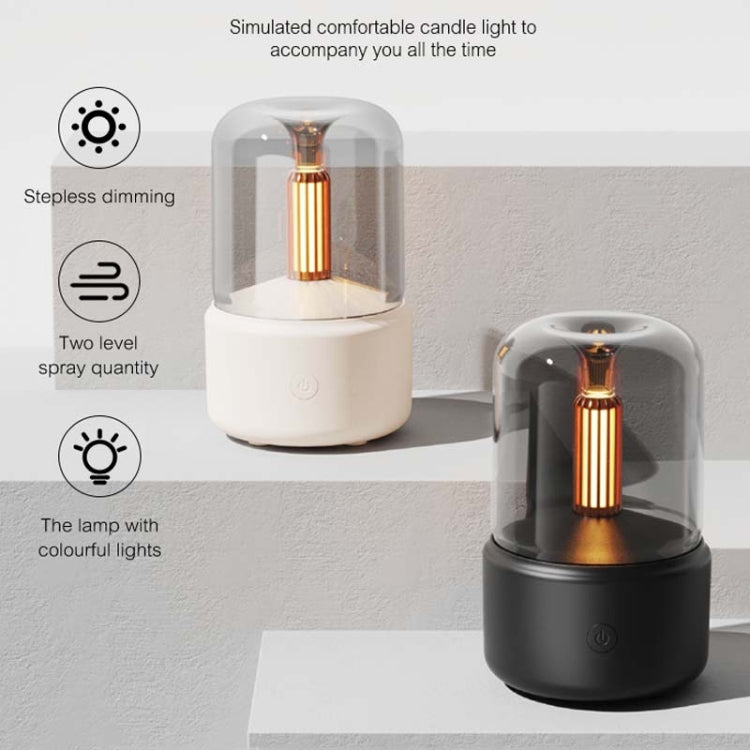 Black and white aroma diffusers with simulated candlelight glass lamps