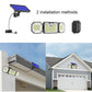 Solar LED motion sensor light with solar panel and wall-mount bracket, triple LED heads