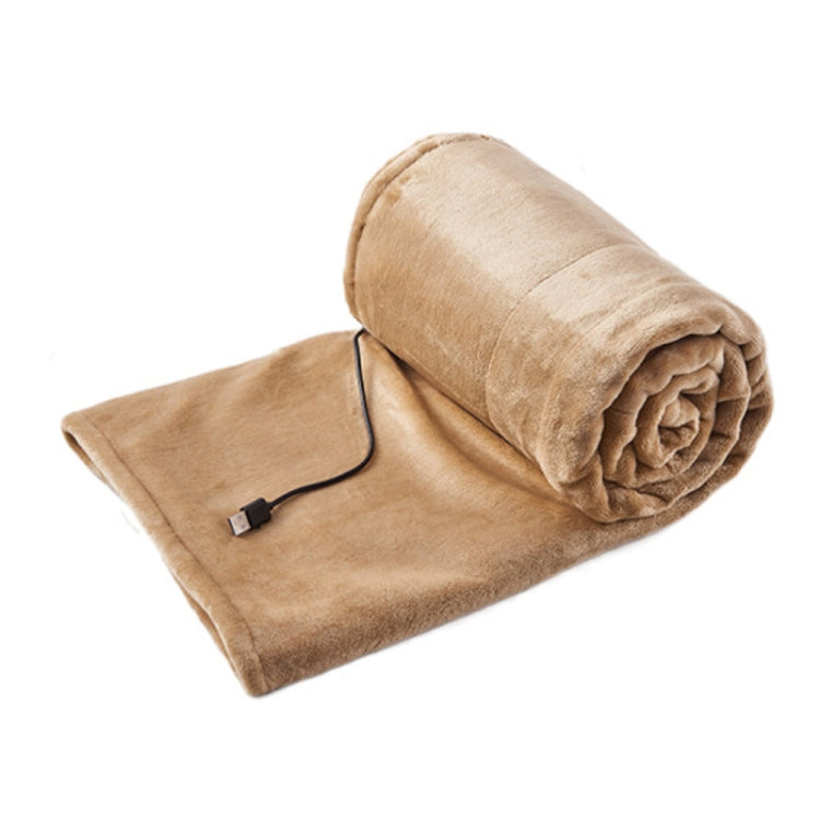 Portable USB electric blanket, light beige with controller cord and plug