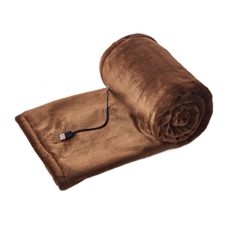 Portable USB electric blanket, coffee brown with controller cord and plug