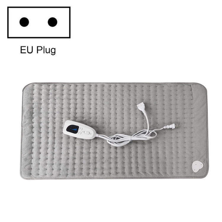 Electric heating pad blanket in light gray with controller and cord, rectangular 60x30cm