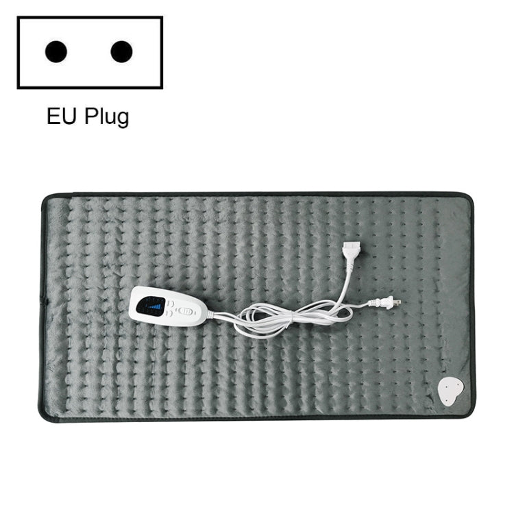 Electric heating pad blanket in dark gray with controller and cord, rectangular 60x30cm