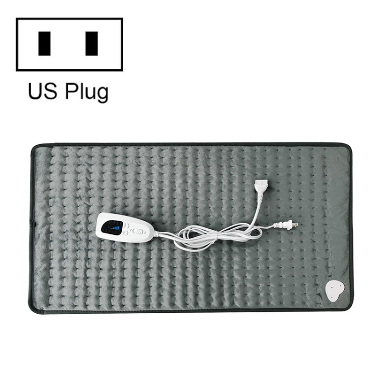 Electric heating pad blanket in dark gray with controller and cord, rectangular 60x30cm