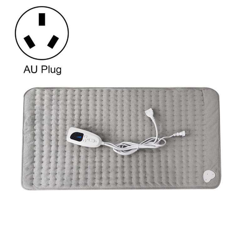 Electric heating pad blanket in light gray with controller and cord, rectangular 60x30cm