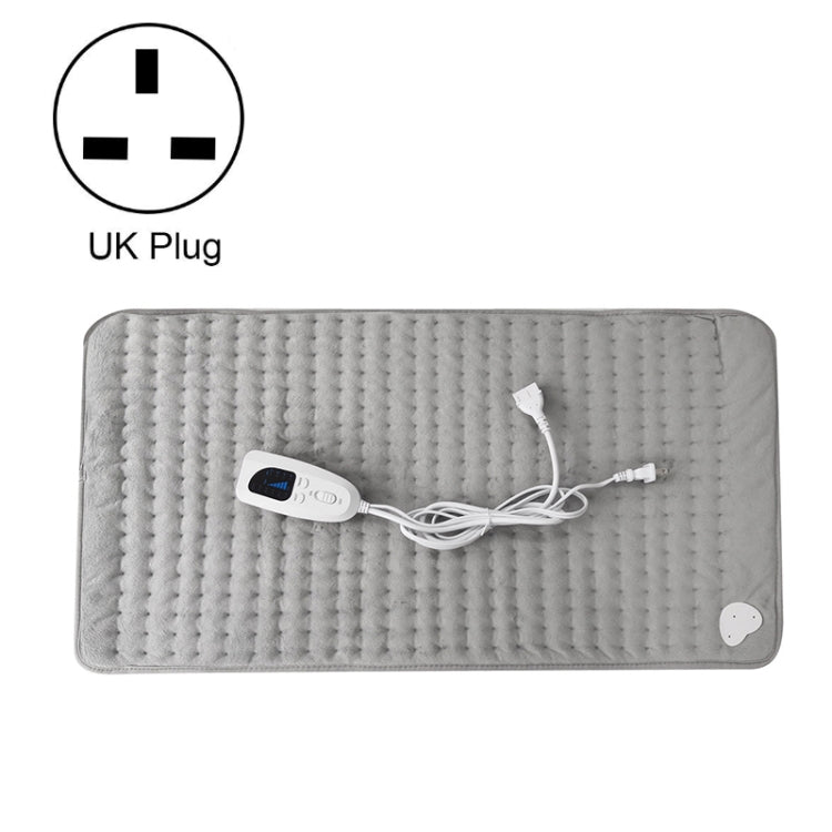 Electric heating pad blanket in light gray with controller and cord, rectangular 60x30cm