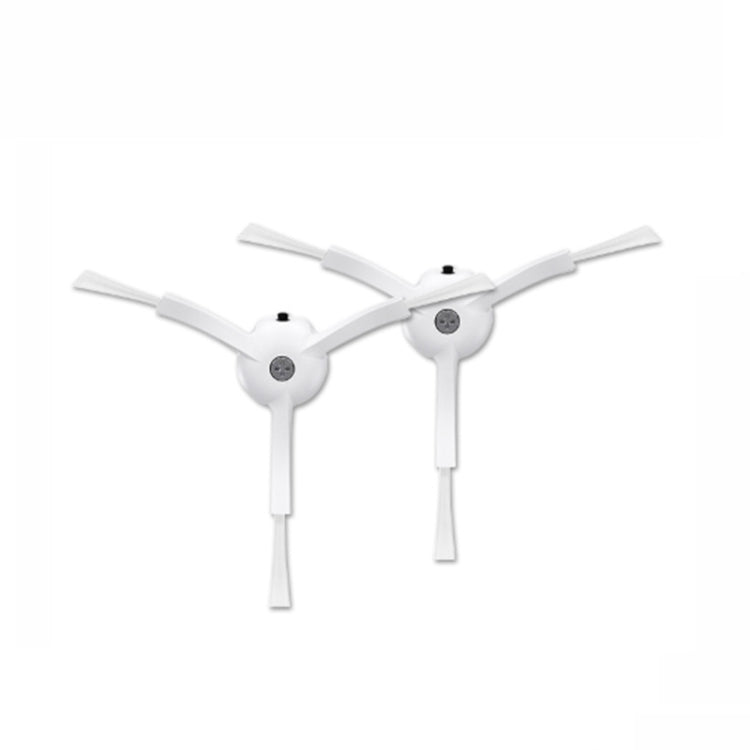 Vacuum cleaner side brush set, two white bristles with mounting bases