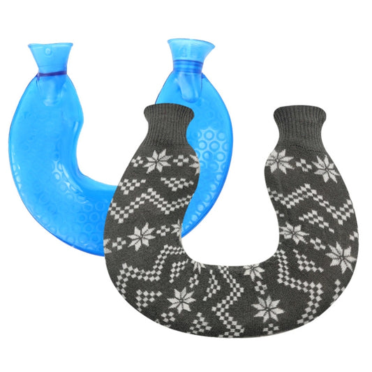 U-shaped PVC Hot Compress Shoulder And Neck Explosion-proof Water Injection Hot Water Bag, Blue + Gray Crystal, Blue + Navy Crystal, Blue + Green Snowflake Knitted, Blue + Gray Knitted, Blue + Cyan Knitted, Blue Light Cyan Knitted                      ...