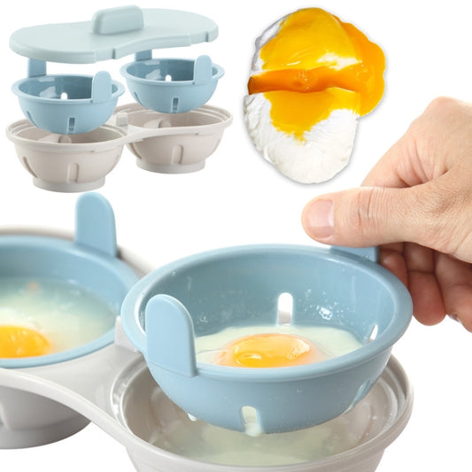 Two-compartment Steamed Egg Box Microwave Steamed Egg Plate  Egg Mold, Egg Plate (Blue), Egg Plate (Orange)
