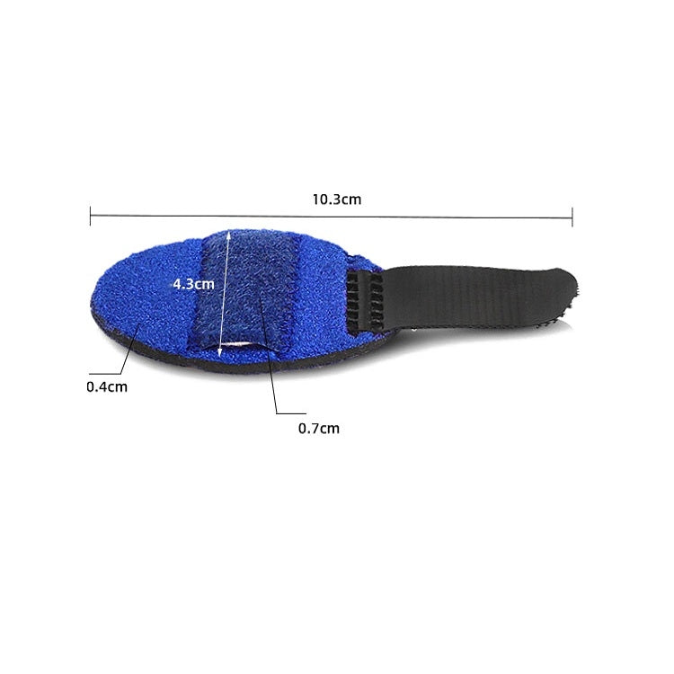 Blue padded finger strap protector with black adjustable wrist-style band