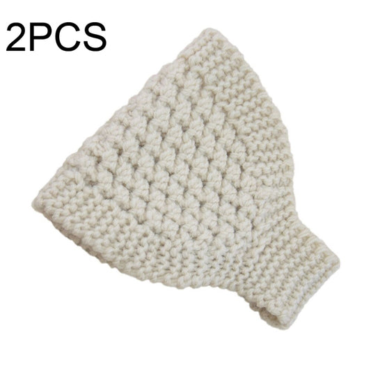 2 PCS Knitted Headband Warm Ear Protection Widened Head Cover Hair Accessories, Creamy-white, Dark Gray, Light Grey, Black, Red, Pink, Khaki, Cream Color