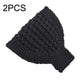 Wool-knit headband ear warmer, black, wide triangle shape