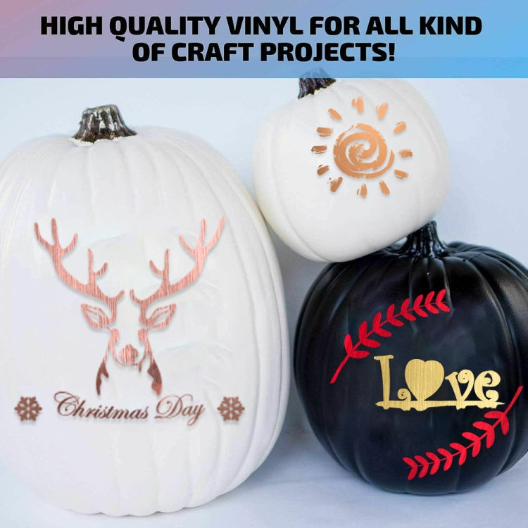 Matte metal self-adhesive vinyl lettering stickers on two carved pumpkins with gold heart