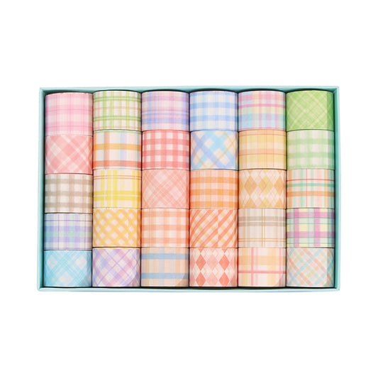 Small Fresh Lattice Salt Series Hand Account Tape Set, 60 Rolls 1.5cm x 2m, 30 Rolls 3cm x 2m