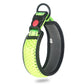 Breathable mesh dog collar with buckle and D-ring, neon green and gray, reflective accents