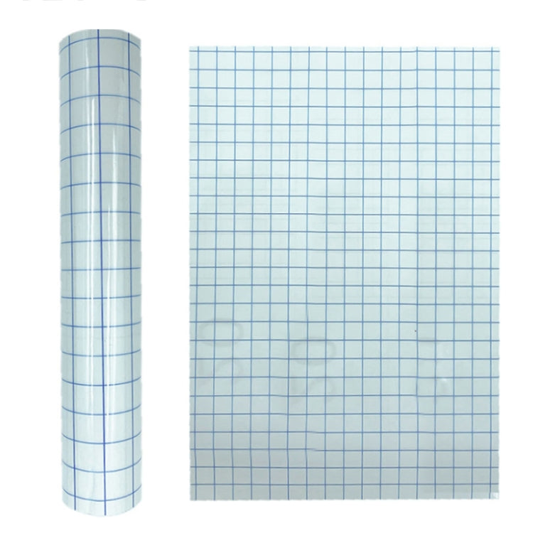 Clear lattice positioning transfer film roll with blue grid lines on transparent PVC