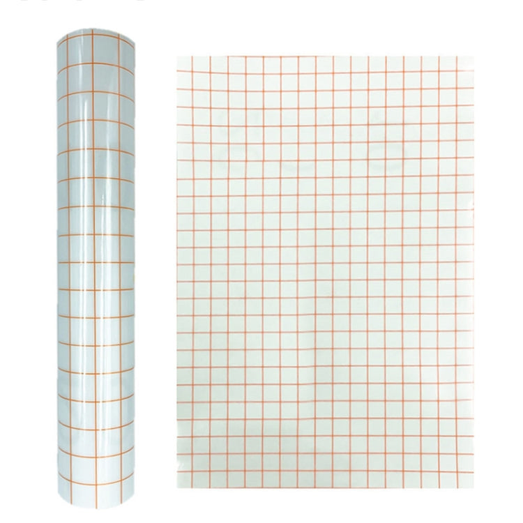 Clear lattice positioning transfer film sheet with orange grid lines on transparent PVC