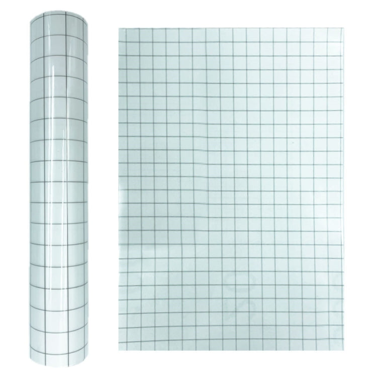 Clear lattice positioning transfer film roll with dark gray grid lines on transparent PVC