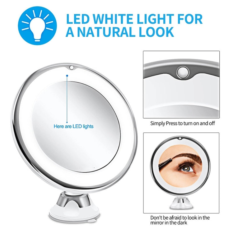 12cm Makeup Mirror with LED Fill Light 10X Magnification Suction Cup Beauty Mirror