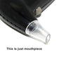 Clear plastic breathalyzer mouthpiece tip attached to device nozzle