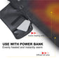 Heated chair cushion with side pocket for power bank and active heating area