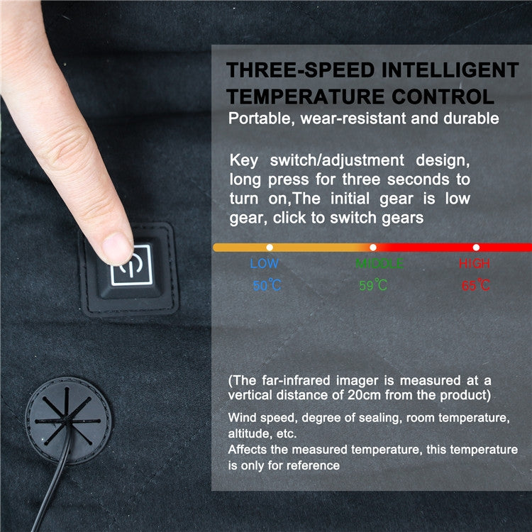 Heated chair cushion controller with three-speed switch and LED temperature indicator
