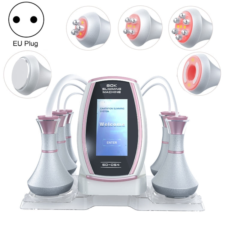 At-home slimming machine with pink-trim screen, EU plug, dual handle heads